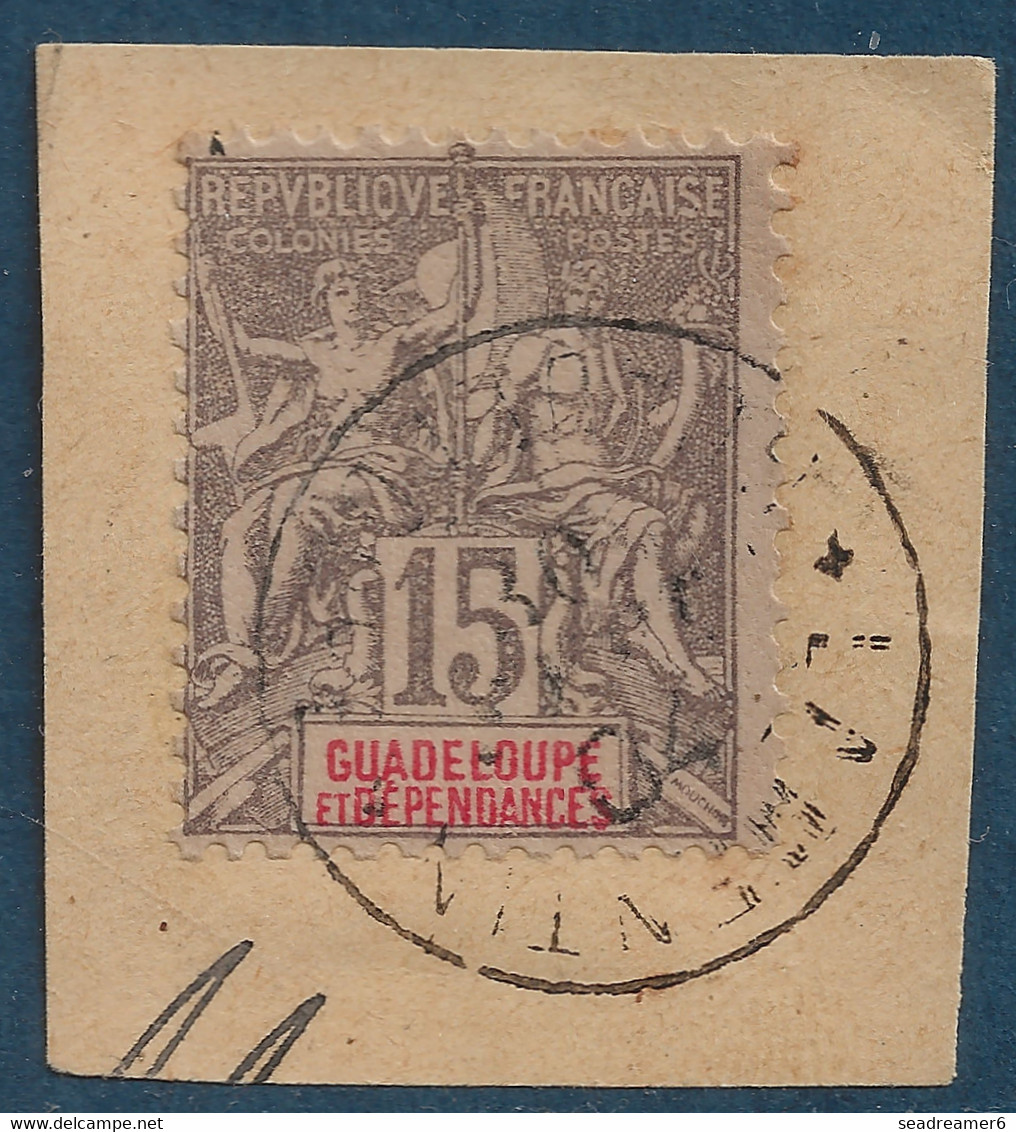 Colonies Guadeloupe Fragment N°42 15c Gris Oblitéré Dateur 1904 Guadeloupe "LAMENTIN/GUADELOUPE" Rare & TTB - Oblitérés