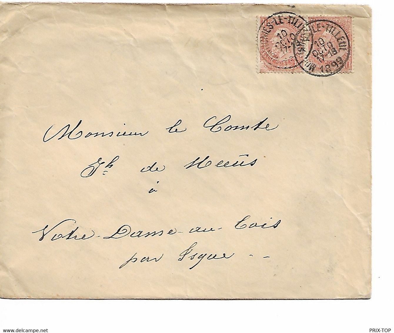 SP141/ TP 57(2) FB S/L. C. Montignies-Le-Tilleul 10/10/1899 > Notre-Dale-au-Bois Par Isque C. D'arrivée Overyssche 11/10 - Landpost (Ruralpost)