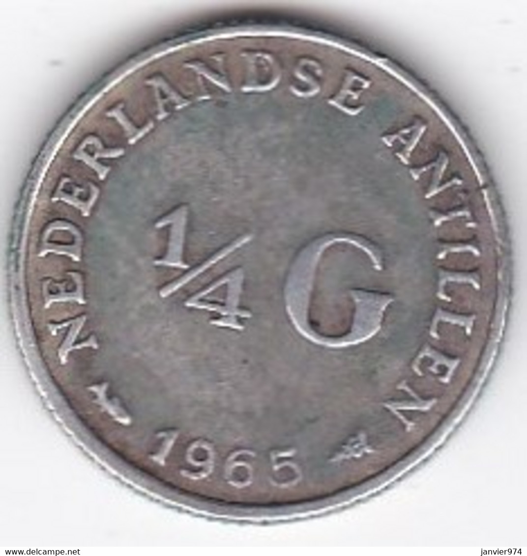 Antilles Néerlandaises 1/4 Gulden 1965 Juliana, En Argent, KM# 4 - Antilles Néerlandaises