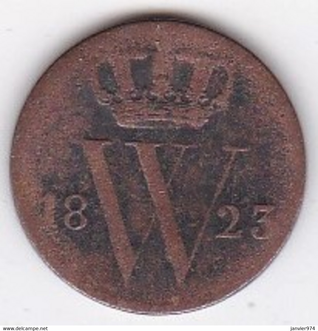 Pays Bas 1/2 Cent 1823 B Bruxelles, William I, En Cuivre. KM# 51 - 1815-1840 : Willem I