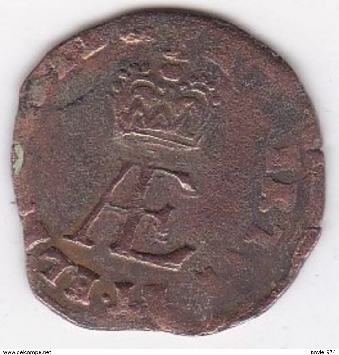 Pays-Bas Espagnols Double Denier 1616 Tournais  Albert Et Isabelle , En Cuivre, KM# 12 - 1556-1713 Spanische Niederlande