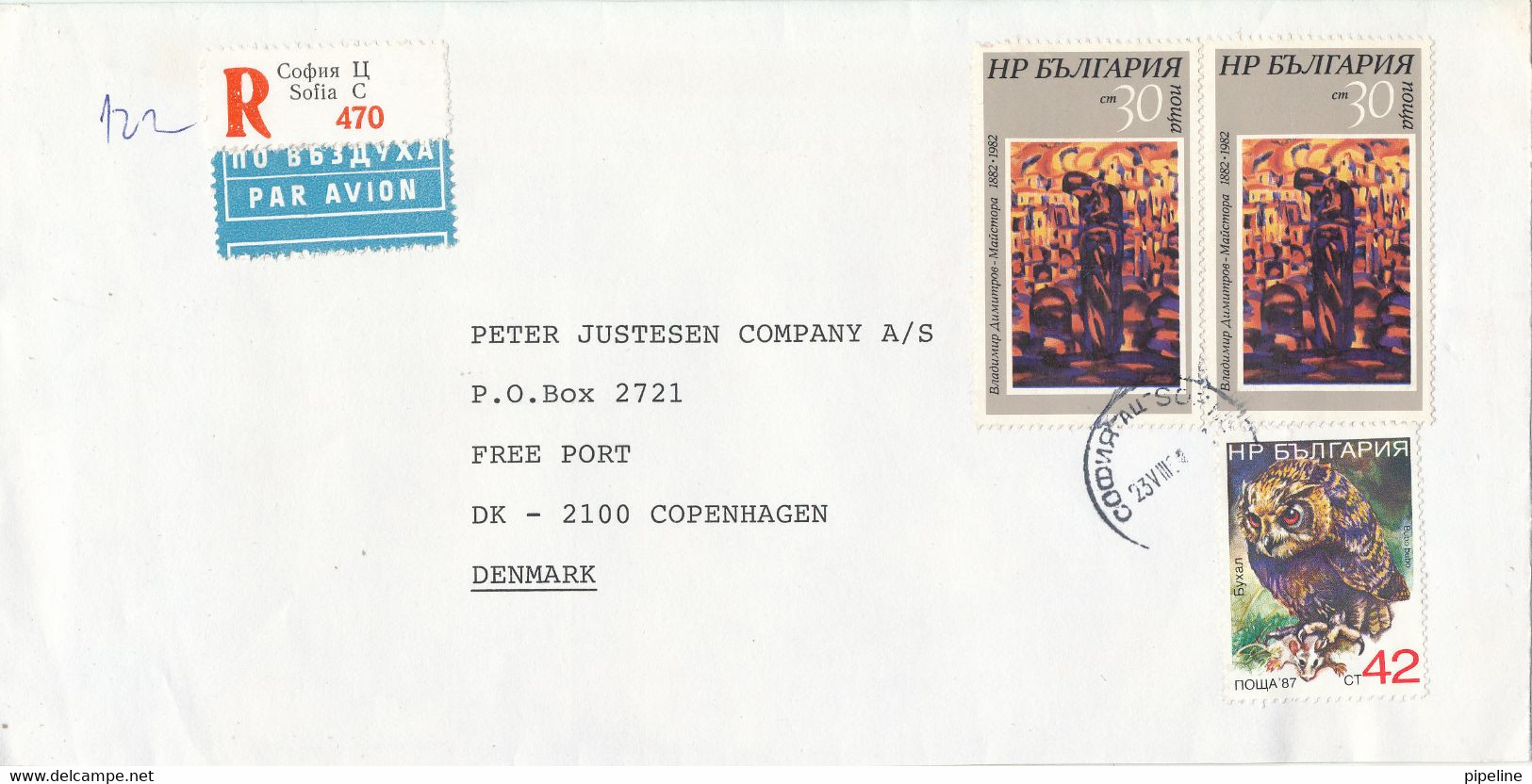 Bulgaria Registered Cover Sent Air Mail To Denmark Topic Stamps - Cartas & Documentos