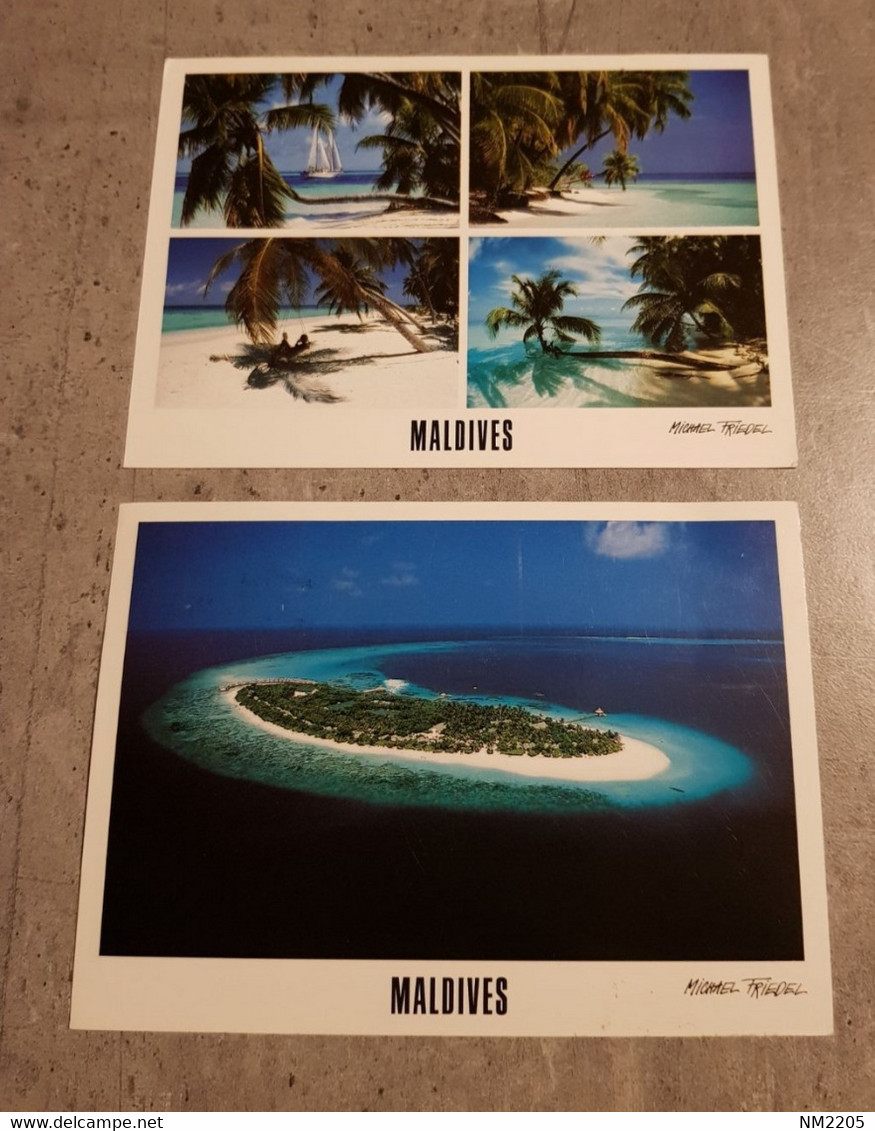MALDIVES 2 POSTCARDS CIRCULED SEND TO GERMANY - Maldiven
