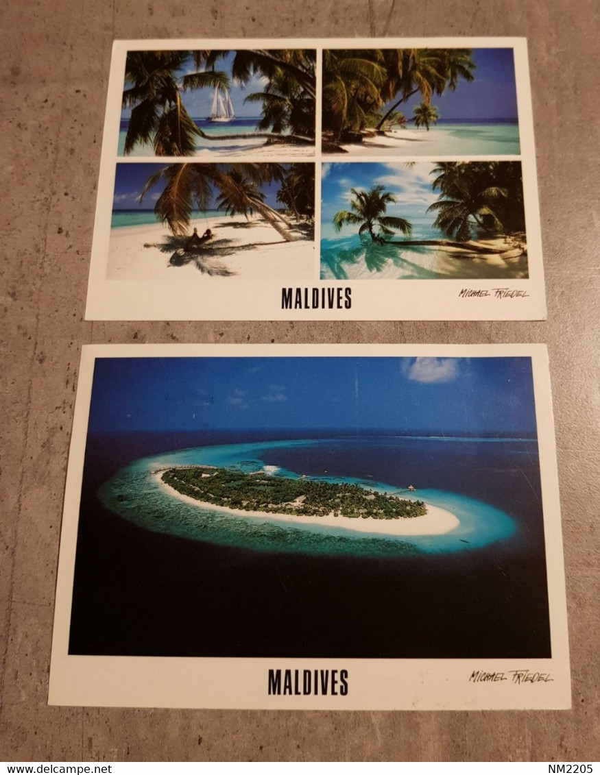 MALDIVES 2 POSTCARDS CIRCULED SEND TO GERMANY - Maldivas