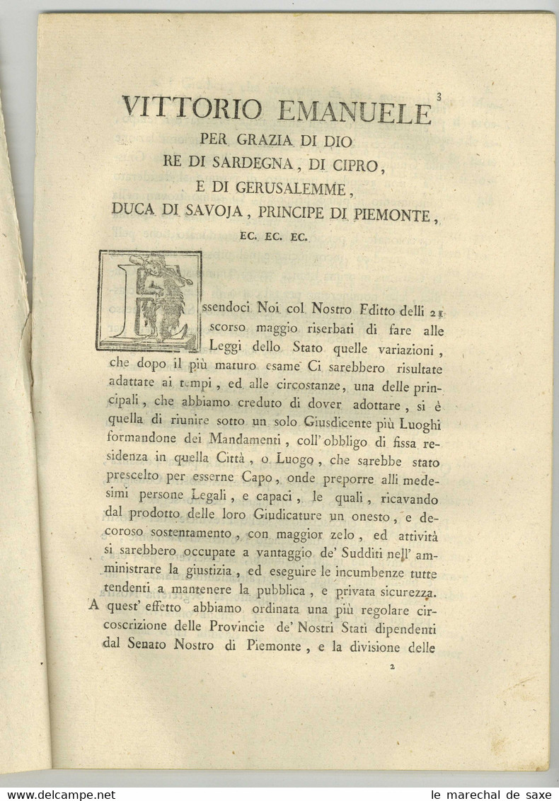 1814 Torino Regno Di Sardegna Royaume De Sardaigne Regio Editto Piemonte 40 Pp. In-fol. - Wetten & Decreten