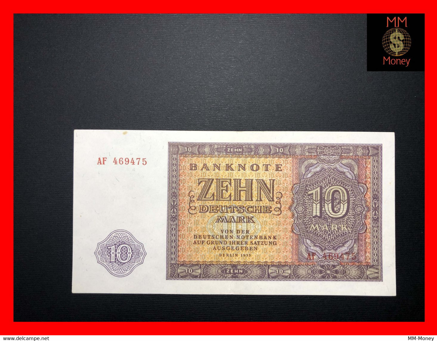 GERMANY DDR 10 Deutsche Mark  1955  P.  18   AU - 10 Mark