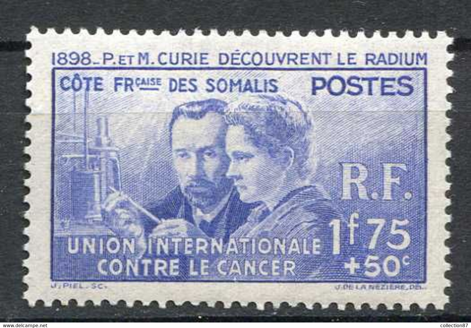 COTE Des SOMALIS - PIERRE Et MARIE CURIE 147 ⭐ NEUF Charnière ⭐ Cote 13.00 € - 1938 Pierre Et Marie Curie