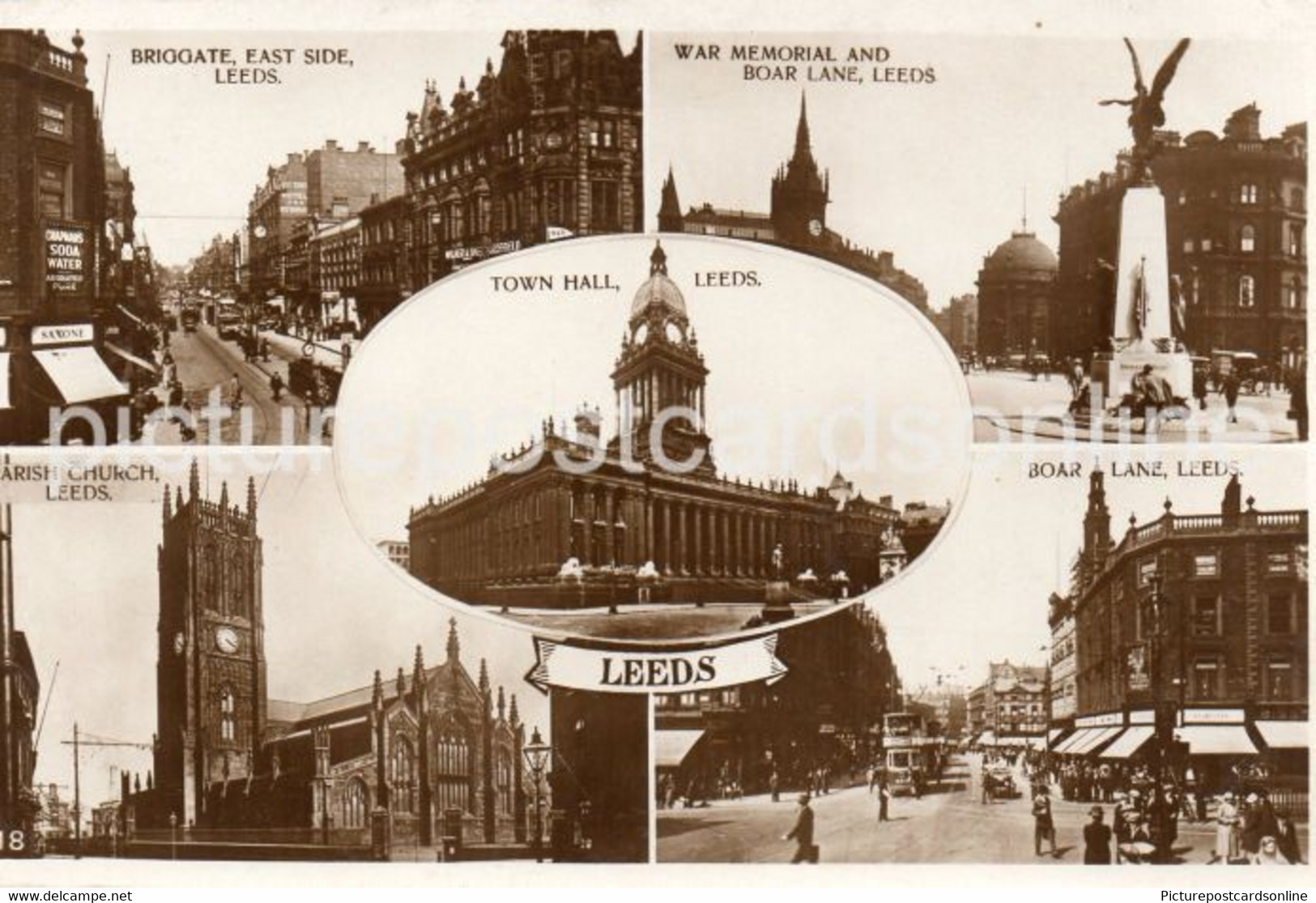 LEEDS MULTIVIEW OLD R/P POSTCARD YORKSHIRE - Leeds