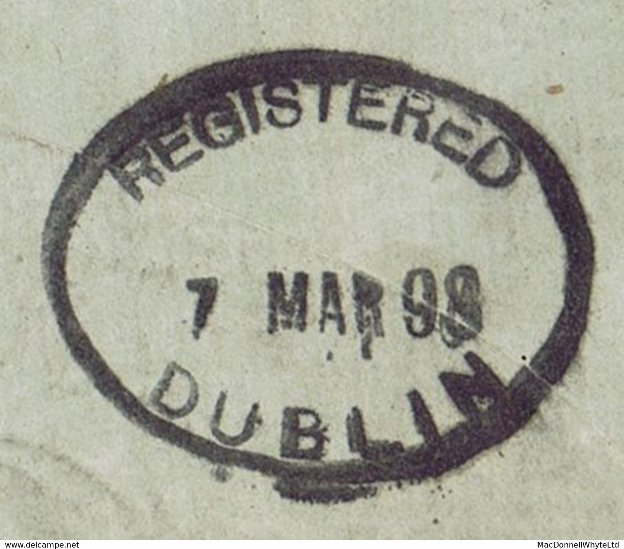 Ireland Dublin Registered 1898 Env To London Oval REGISTERED DUBLIN 7 MAR 98 On Three 1d Lilac - Other & Unclassified