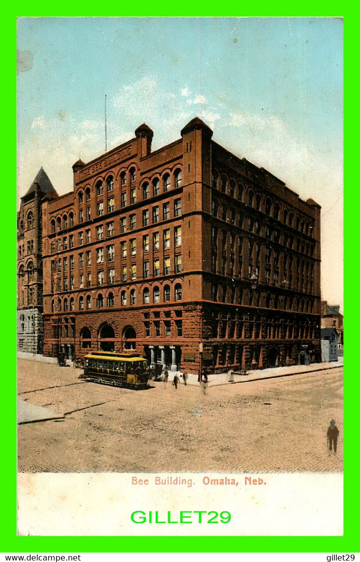 OMAHA, NE - BEE BUILDING - ANIMÉE TRAMWAY & PEOPLES - TRAVEL IN 1910 -  PUB. BY THE OMAHA NEWS CO - - Omaha
