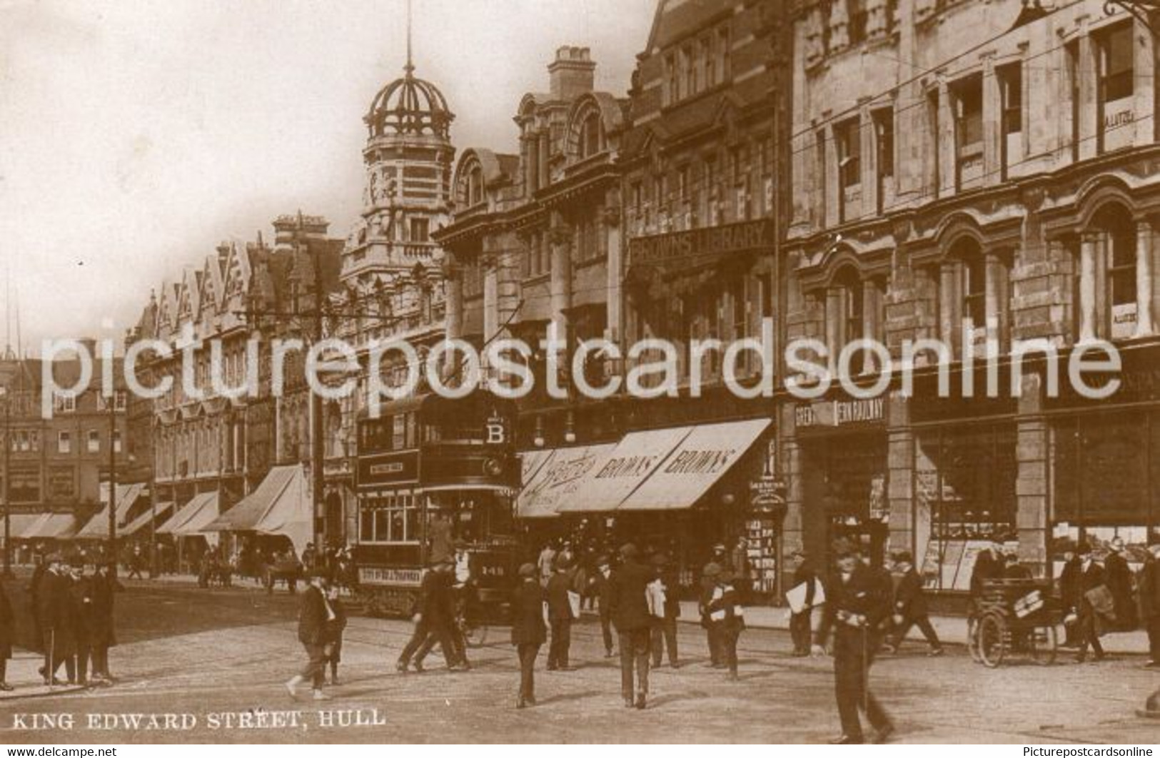 HULL KING EDWARD STREET OLD R/P POSTCARD YORKSHIRE TRAM - Hull