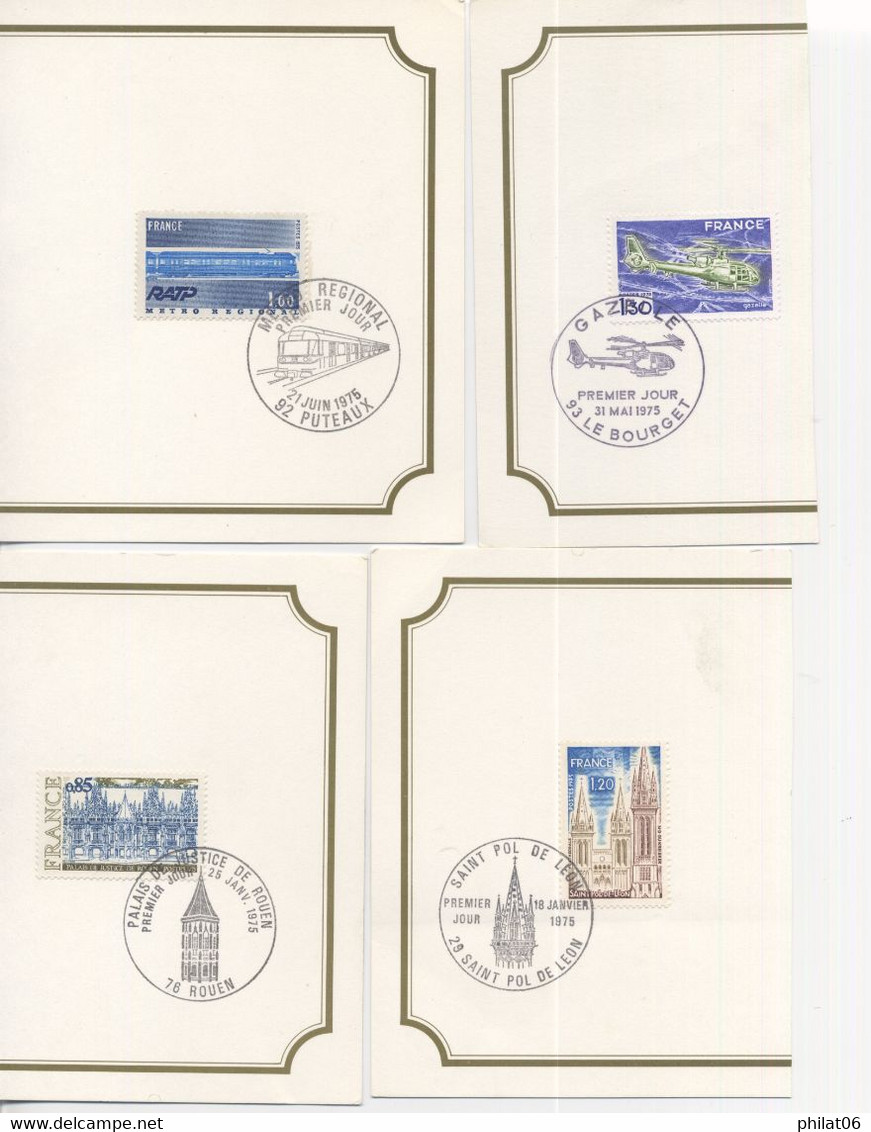 Timbres Oblitérés De L'année 1975 Avec Cahet 1er Jour Sur Bristol  (cote YT Oblitéré 32€ F160) - 1970-1979