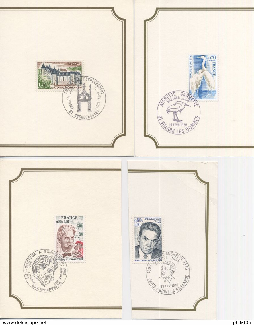 Timbres Oblitérés De L'année 1975 Avec Cahet 1er Jour Sur Bristol  (cote YT Oblitéré 32€ F160) - 1970-1979