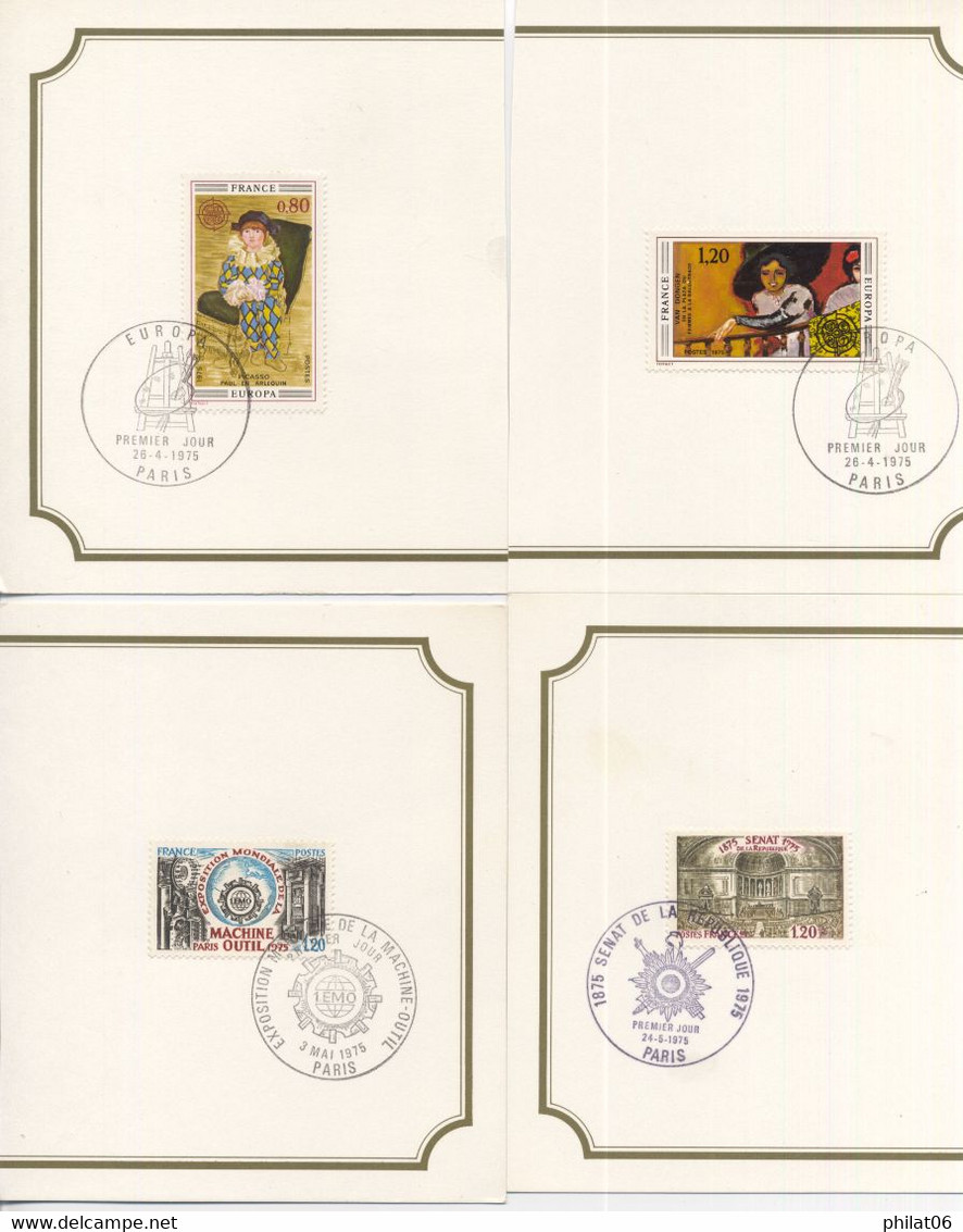 Timbres Oblitérés De L'année 1975 Avec Cahet 1er Jour Sur Bristol  (cote YT Oblitéré 32€ F160) - 1970-1979