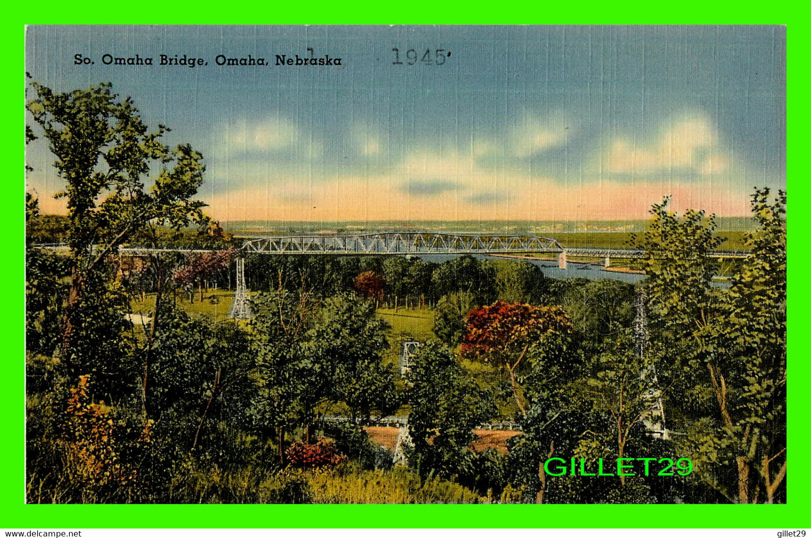 OMAHA, NE - SO, OMAHA BRIDGE - TRAVEL IN 1945 -  TICHNOR BROS INC - - Omaha
