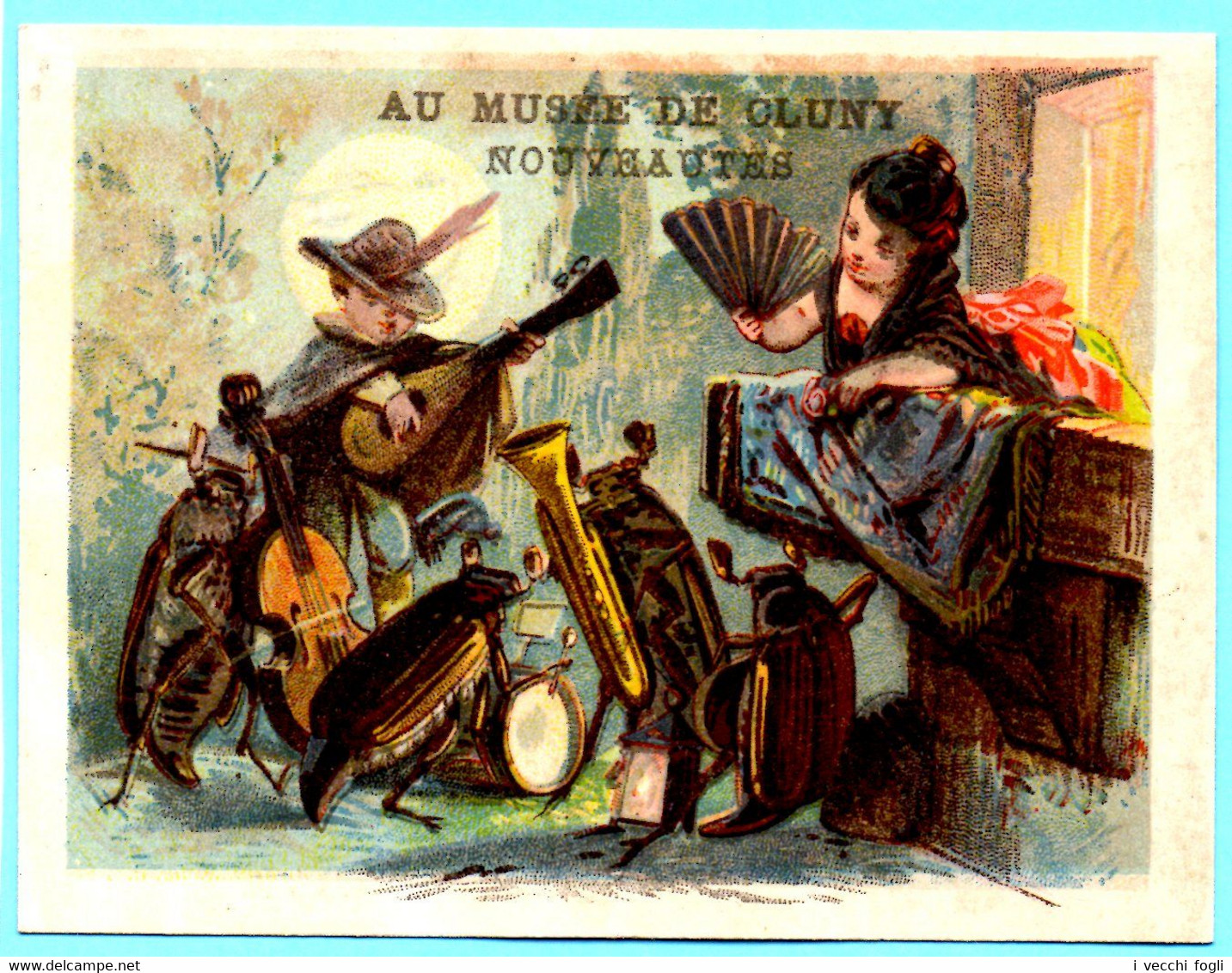 Chromo Au Musée De Cluny. Calendrier 1881, Ier Sem. L'aubade: Enfant Et Petite Orchestre De Cafards. Bouillon-Rivoyre. - Petit Format : ...-1900