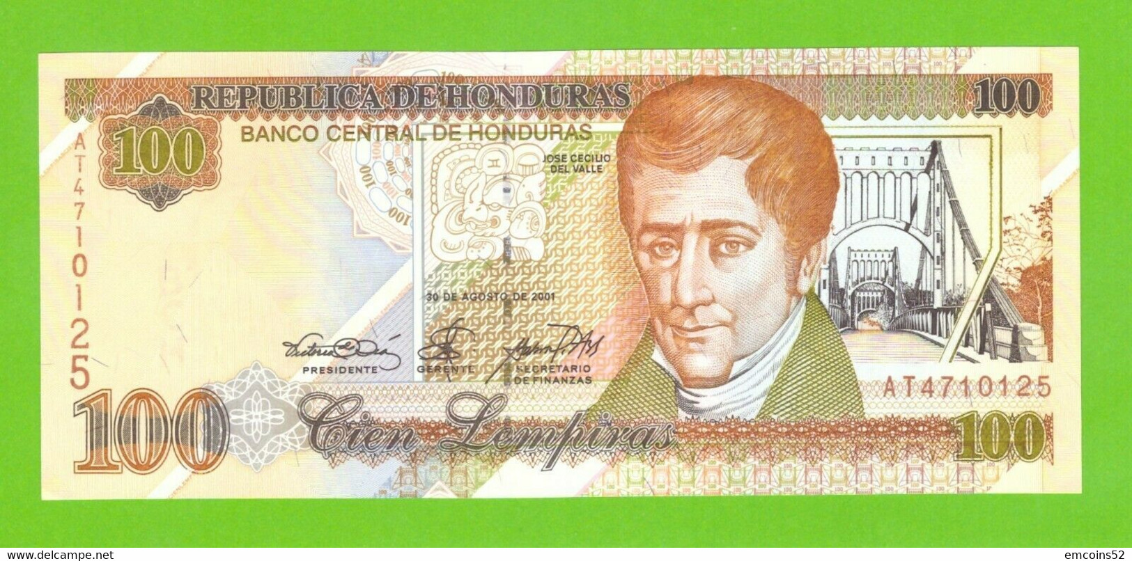 HONDURAS 100 LEMPIRAS 2001  P-77e UNC - Honduras