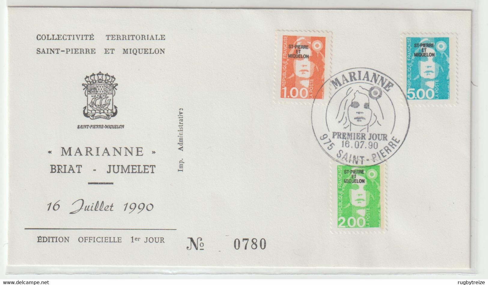 4894 FDC Premier 1ER Jour 1990 Marianne Briat Jumelet SAINT PIERRE ET MIQUELON - Storia Postale