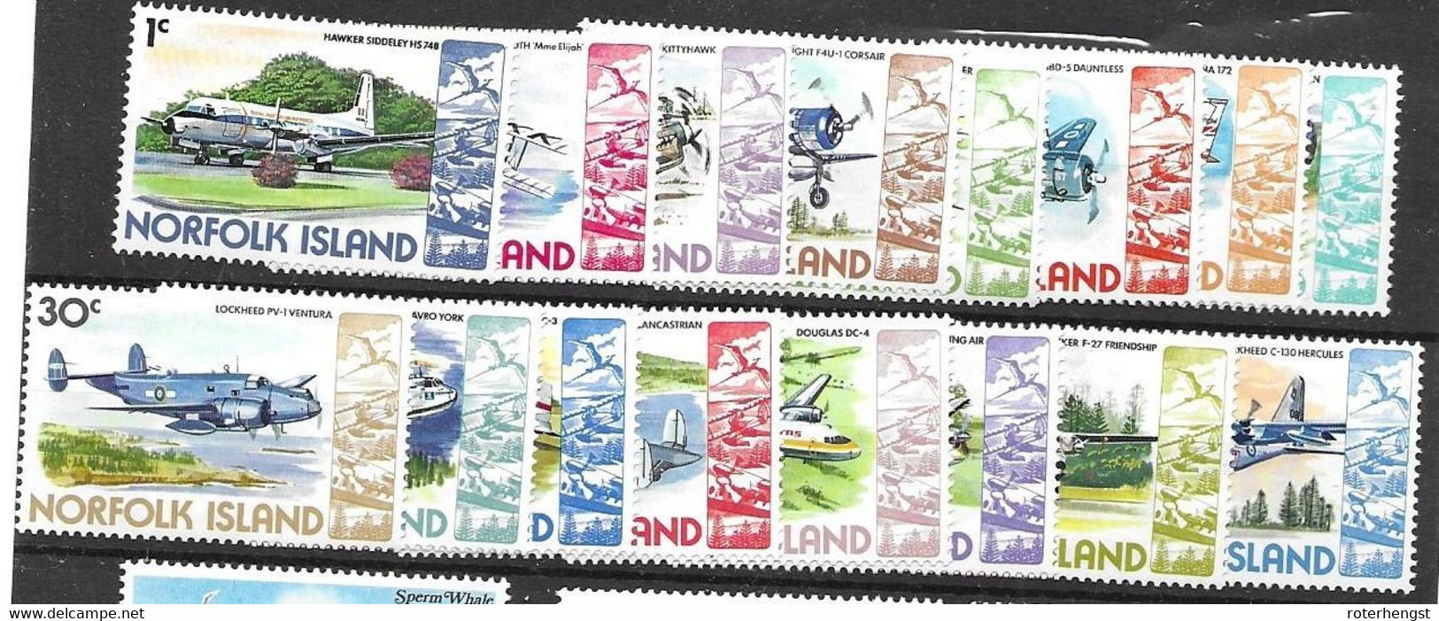 Norfolk Island Mnh ** 1980 17 Euros Planes Set Complete - Norfolk Eiland