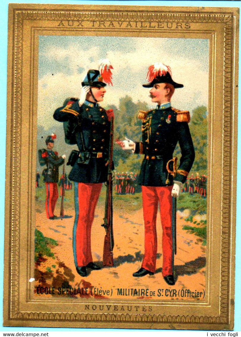 Chromo Aux Travailleurs. Calendrier 1887 Avril à Septembre. Militaria. Uniformes Militaires. École St. Cyr. Imp. Sicard - Kleinformat : ...-1900