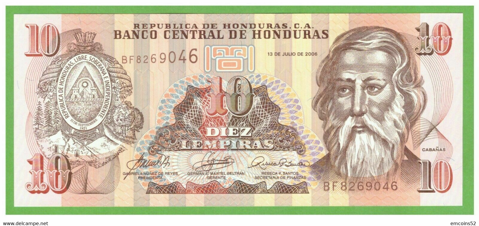 HONDURAS 10 LEMPIRAS 2006  P-86d UNC - Honduras