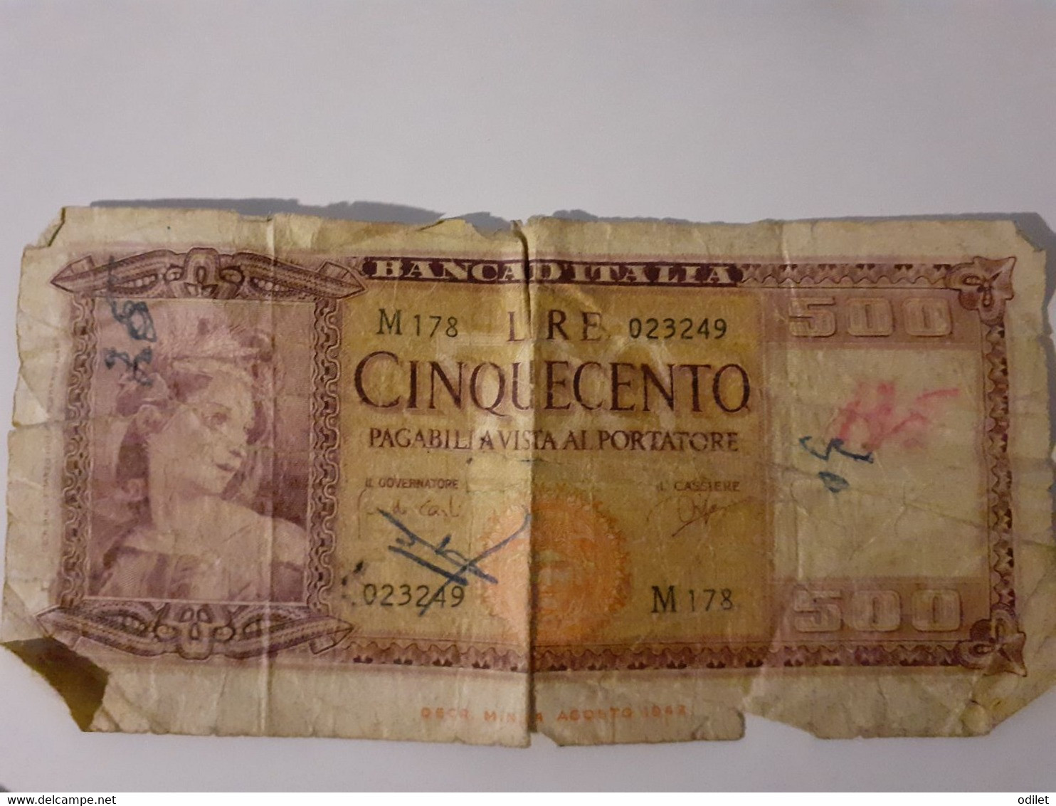 Italie - 500 Lires - Août 1947 - Other & Unclassified