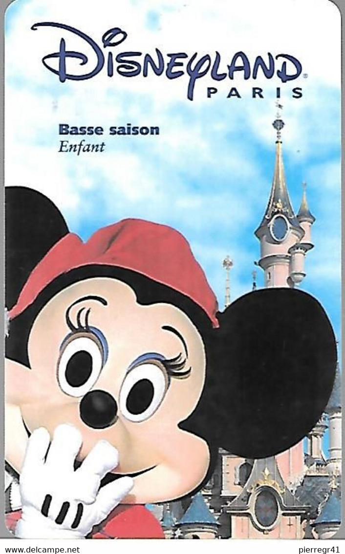 PASS-DISNEYLAND-PARIS-2001- HIVER-MINNIE-ENFANT-V°SPEOS-2000/01/MIN -V° Valide Groupe Scolaire-TB E - Pasaportes Disney