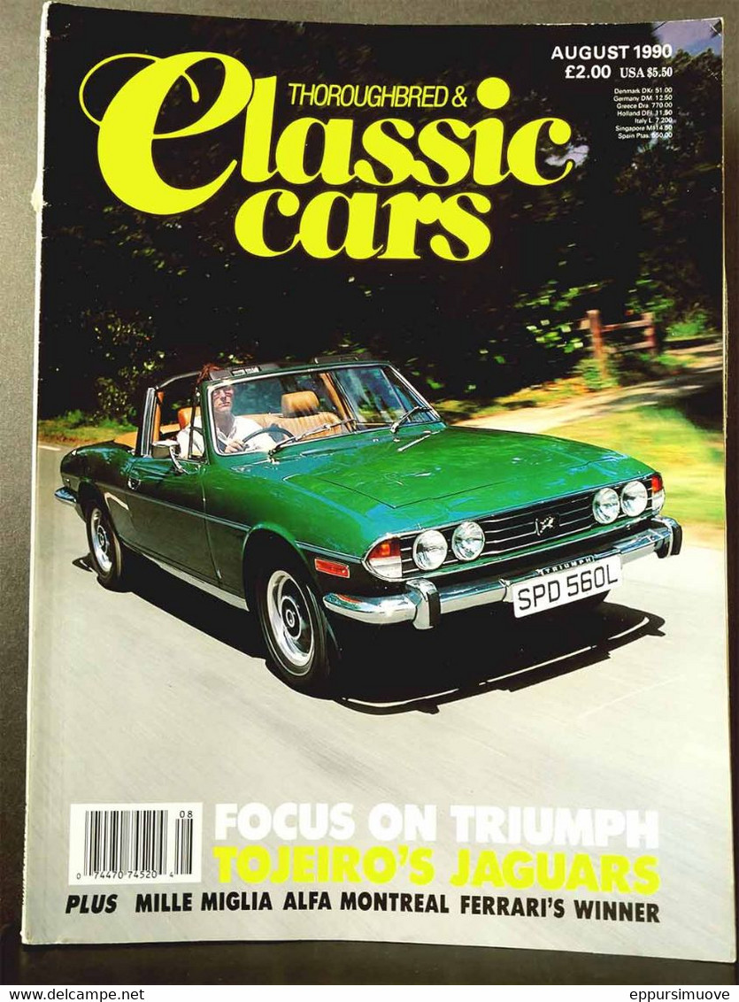 THOROUGHBRED & CLASSIC CARS Aug 1990 - TRIUMPH TOJEIRO's JAGUAR MILLE MIGLIA ALFA MONTREAL FERRARI - Transports