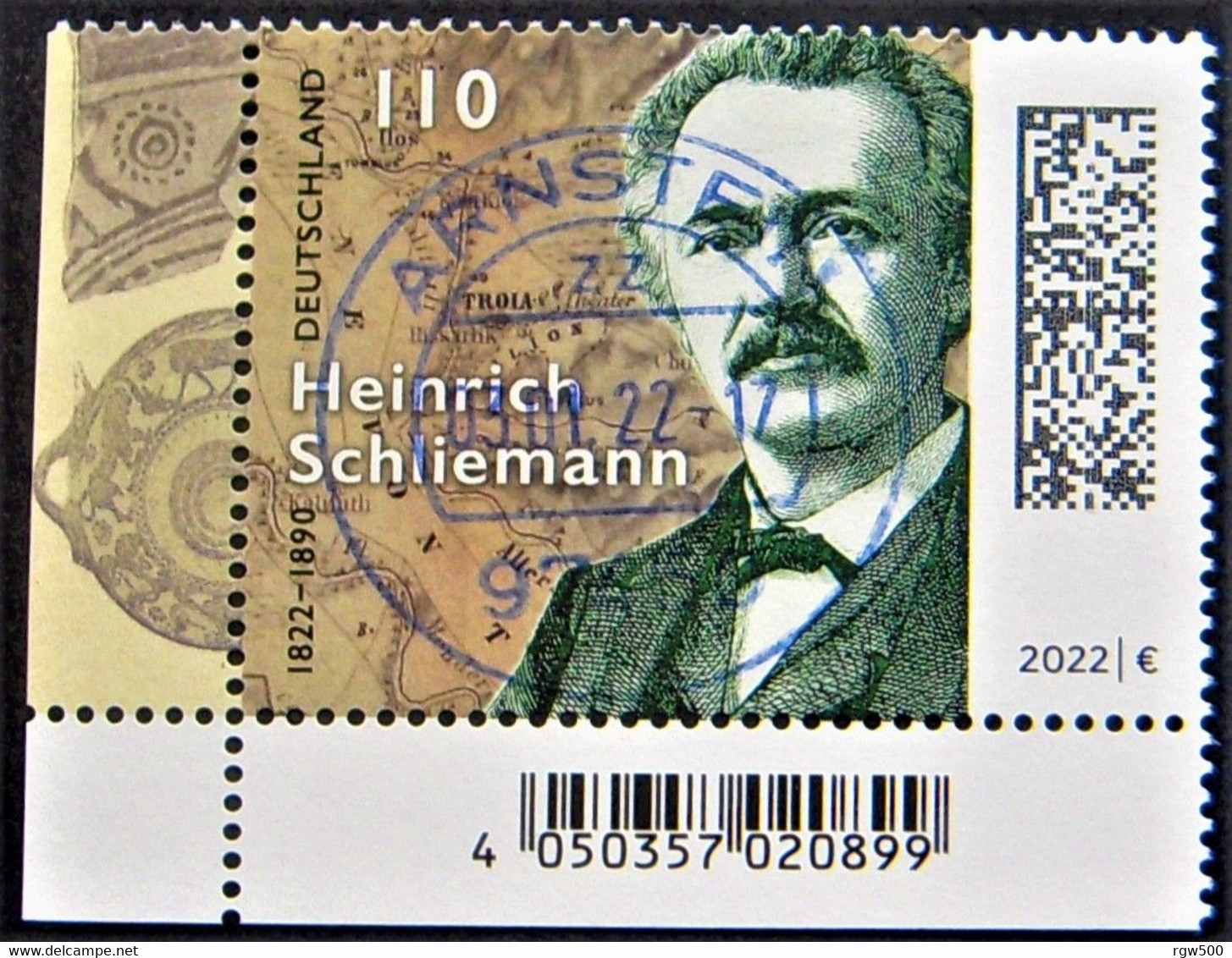 Bund/BRD Januar 2022 Sondermarke "200. Geburtstag Heinrich Schliemann" MiNr 3659 Ecke 3, Ersttagsgestempelt - Oblitérés