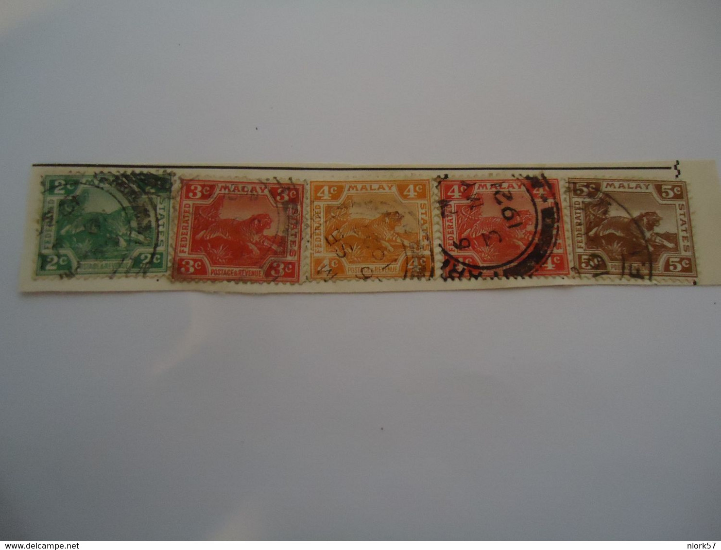 MALAY  MALAYSIA 5   USED STAMPS    ANIMALS TIGER - Malayan Postal Union