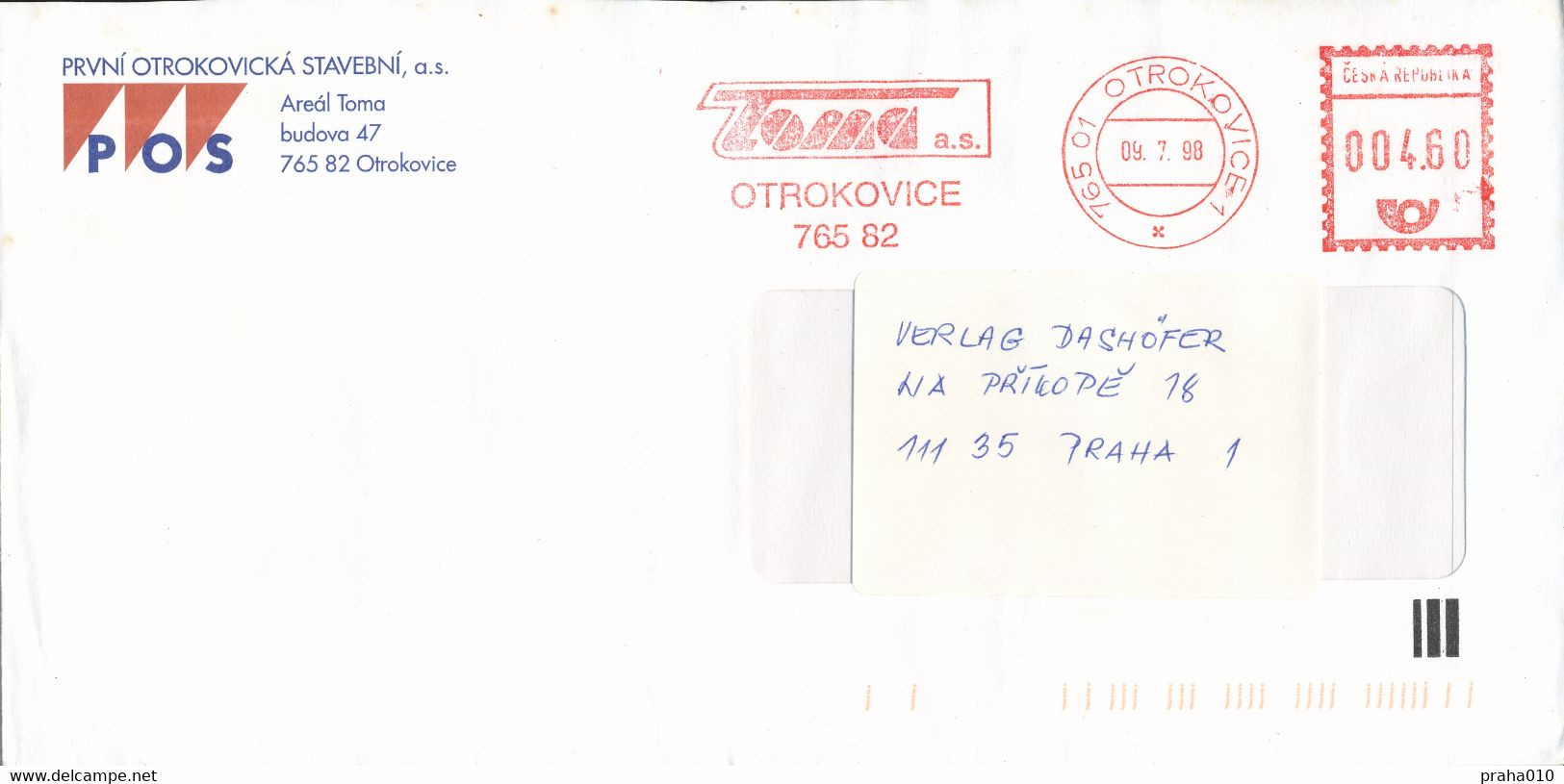 F0270 - Czech Rep. (1998) 765 01 Otrokovice 1: Toma Ltd. Otrokovice (distribution Of Gas, Water, Electricity). - Gaz