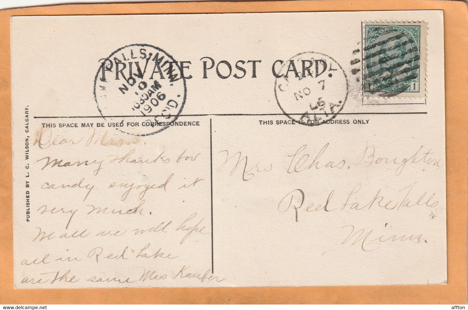 Calgary Alta Canada 1906 Postcard Mailed - Calgary