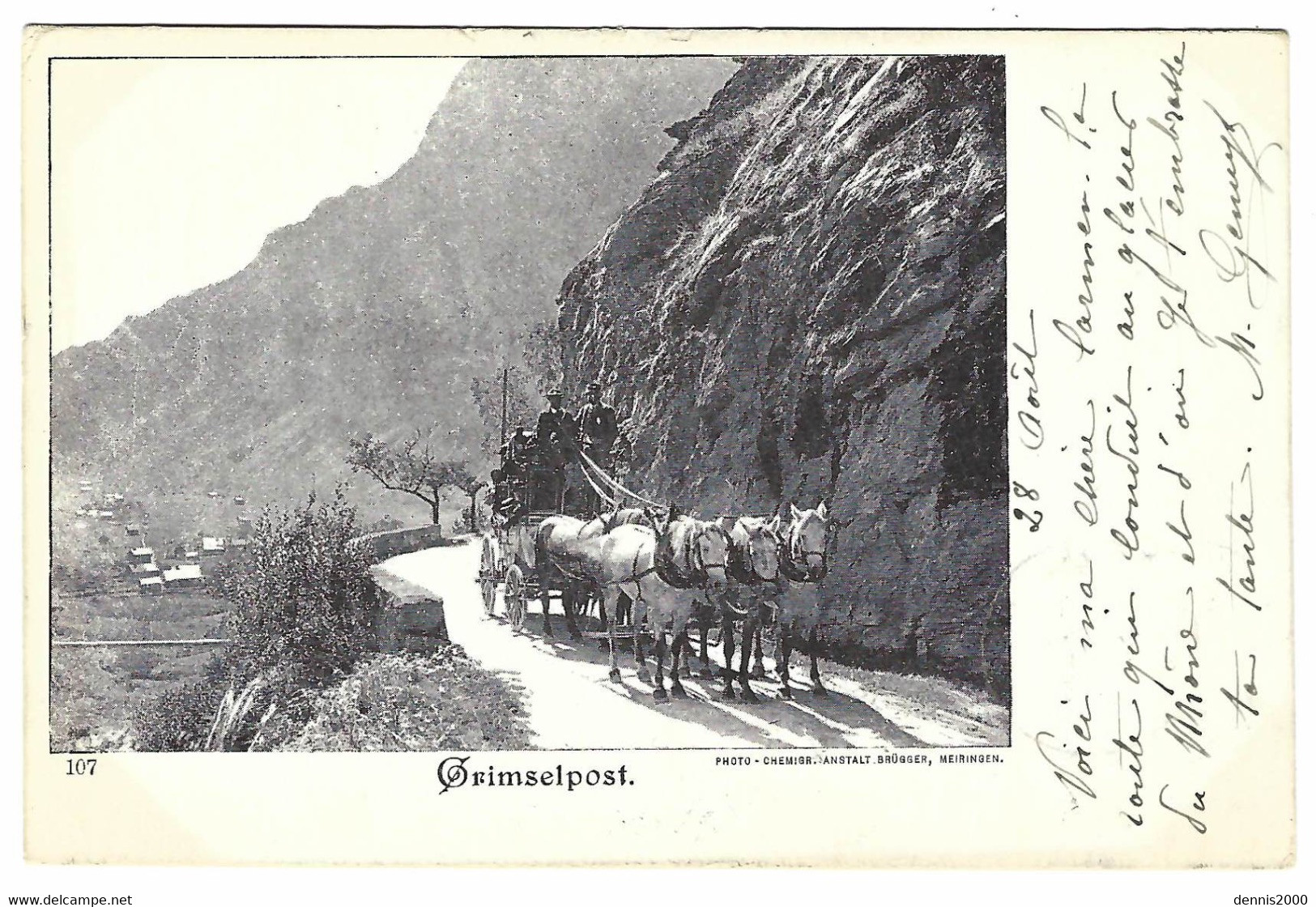 Grimselpost - MALLE POSTE - ATTELAGE DE CHEVAUX - Ed. Brugger, Meiringen - Brügg