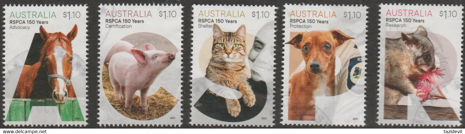 AUSTRALIA - USED 2021 RSPCA 100 Years Of Caring And Protection Set Of Five - Used Stamps