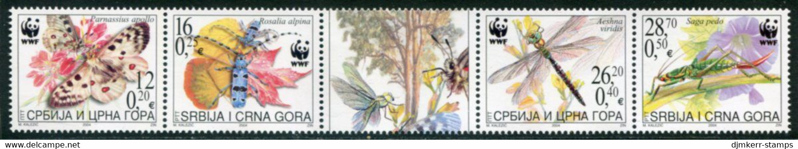 YUGOSLAVIA (Serbia & Montenegro) 2004 WWF: Insects MNH / **  Michel 3173-76 - Unused Stamps