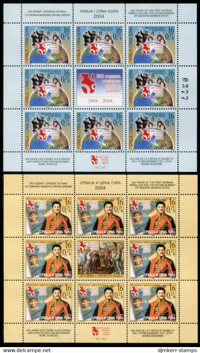 YUGOSLAVIA (Serbia & Montenegro) 2004 Bicentenary Of Rising Against The Turks I Sheetlets MNH / **  Michel 3177-78 - Blocks & Sheetlets