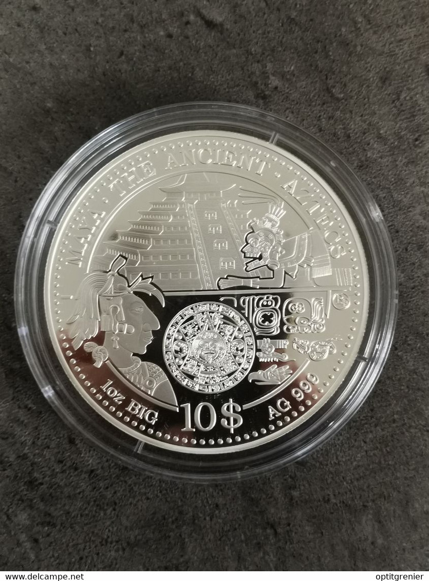 10 DOLLARS ARGENT 2012 1 OZ BIG SILVER 999 / ILES COOK / LES MAYAS ET LES AZTEQUES / CERTIFICAT / COOK ISLANDS - Cook