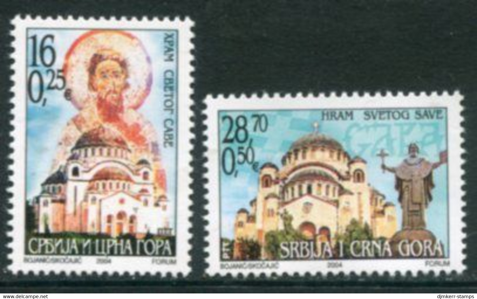 YUGOSLAVIA (Serbia & Montenegro) 2004  Church Of St. Sava MNH / **  Michel 3200-01 - Nuevos