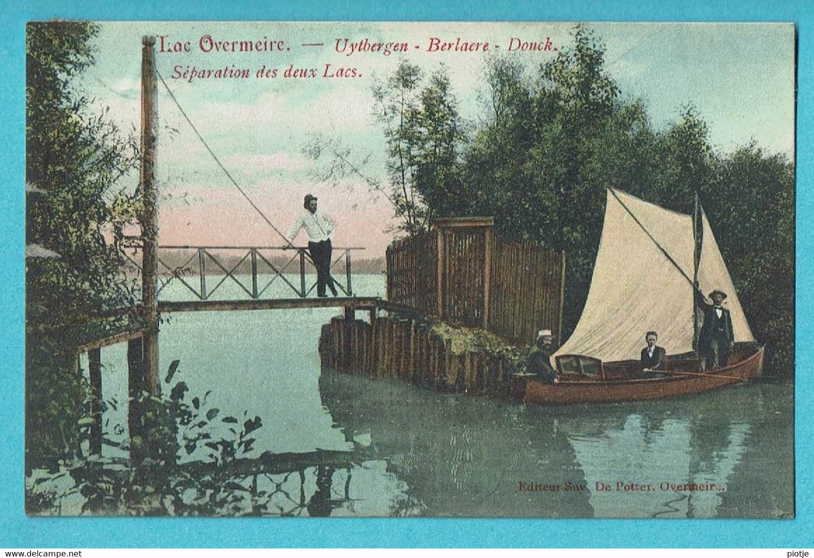 * Overmere Donk (Berlare) * (Editeur Suy De Potter) Uytbergen, Lac Overmeire Donck, Séparation Des Deux Lacs, Bateau - Berlare