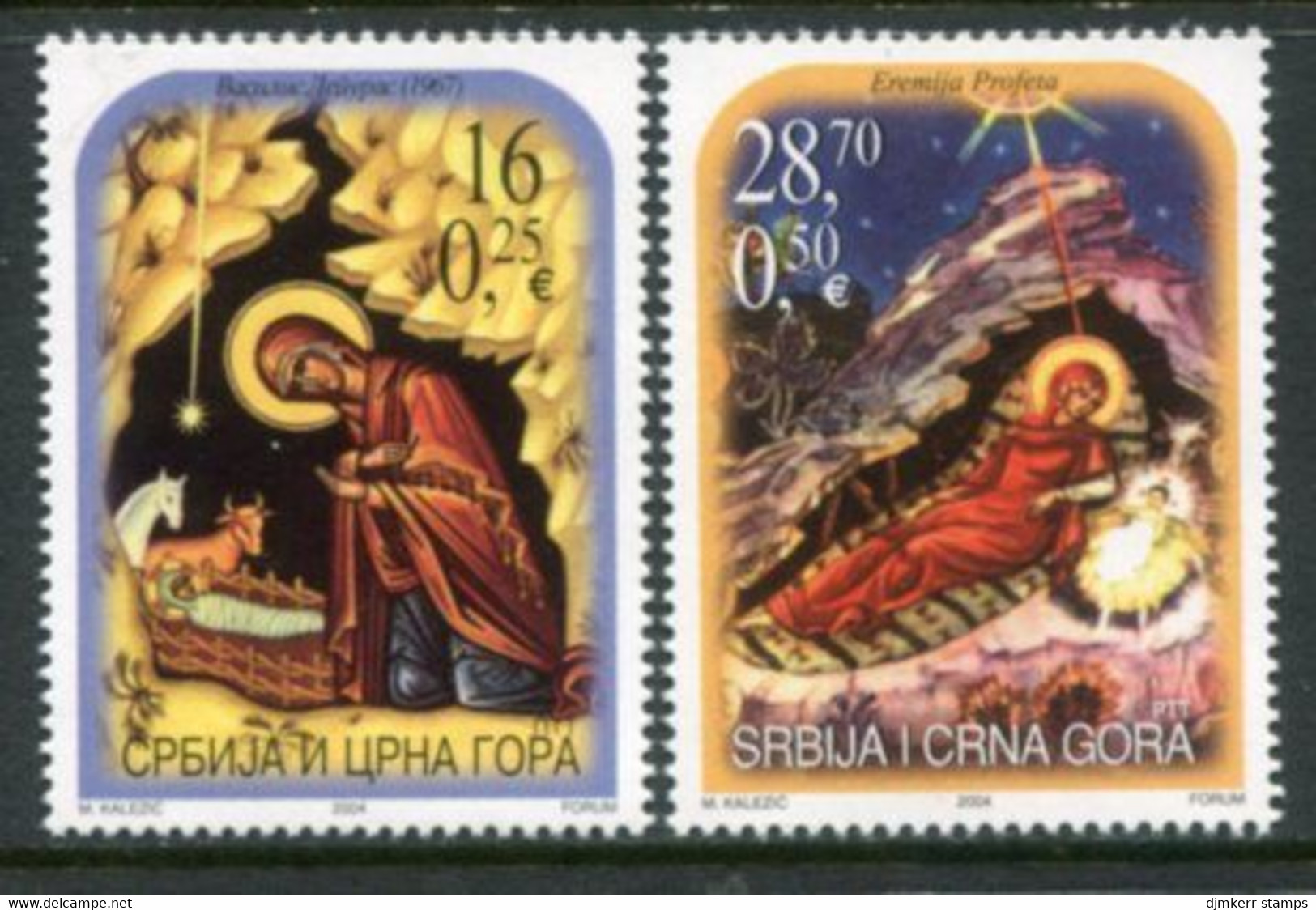 YUGOSLAVIA (Serbia & Montenegro) 2004  Christmas  MNH / **  Michel 3229-30 - Unused Stamps