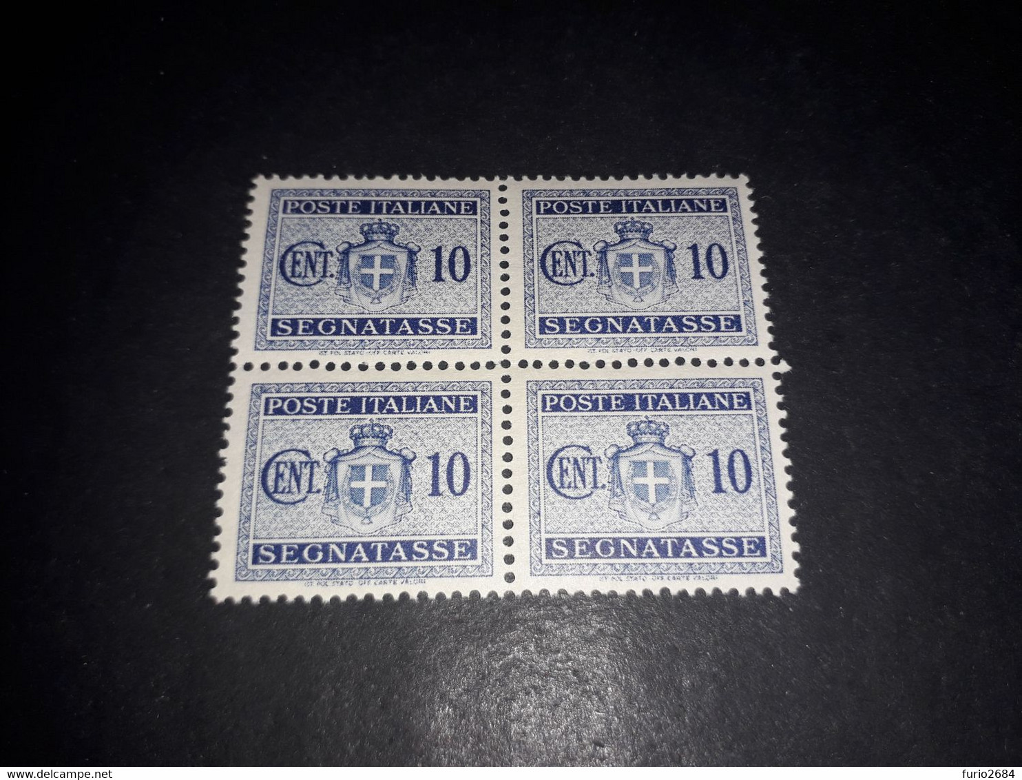 01AL27 REGNO D'ITALIA LUOGOTENENZA 1945 SEGNATASSE NUOVO STEMMA QUARTINA 10 CENT. "XX" - Postage Due