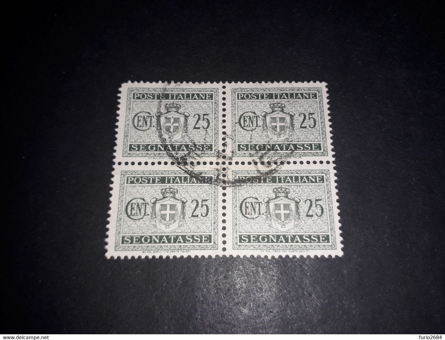 01AL27 REGNO D'ITALIA LUOGOTENENZA 1945 SEGNATASSE NUOVO STEMMA QUARTINA 25 CENT. "O" - Portomarken