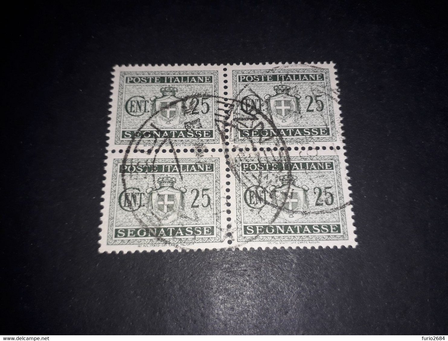 01AL27 REGNO D'ITALIA LUOGOTENENZA 1945 SEGNATASSE NUOVO STEMMA QUARTINA 25 CENT. "O" - Segnatasse