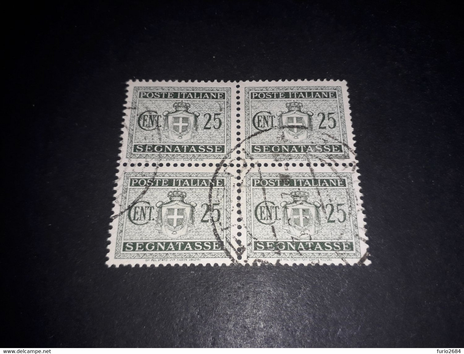 01AL27 REGNO D'ITALIA LUOGOTENENZA 1945 SEGNATASSE NUOVO STEMMA QUARTINA 25 CENT. "O" - Portomarken