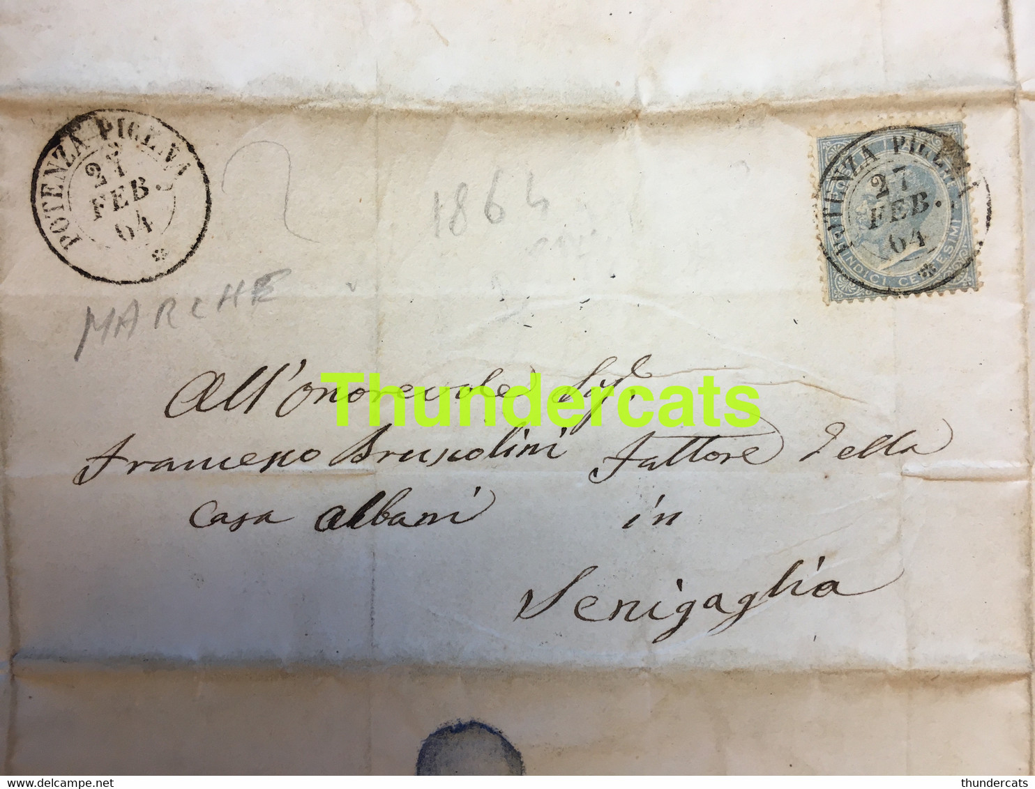 LETTRE 1864 POTENZA ITALY ITALIA SENIGALLIA PORTO MARCHE - Entiers Postaux