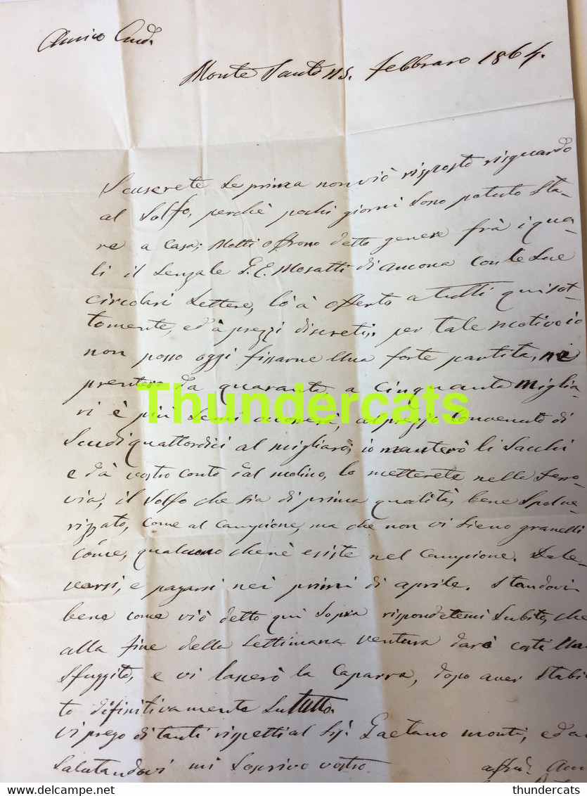 LETTRE 1864 POTENZA ITALY ITALIA SENIGALLIA PORTO MARCHE - Entiers Postaux