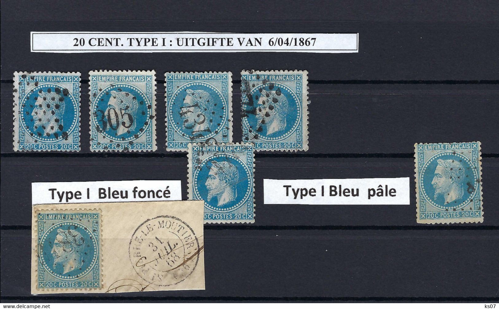 Frankreich Yvert No.29A Lot Auf Steckkarte Verschiedene Farben - 1863-1870 Napoleon III With Laurels