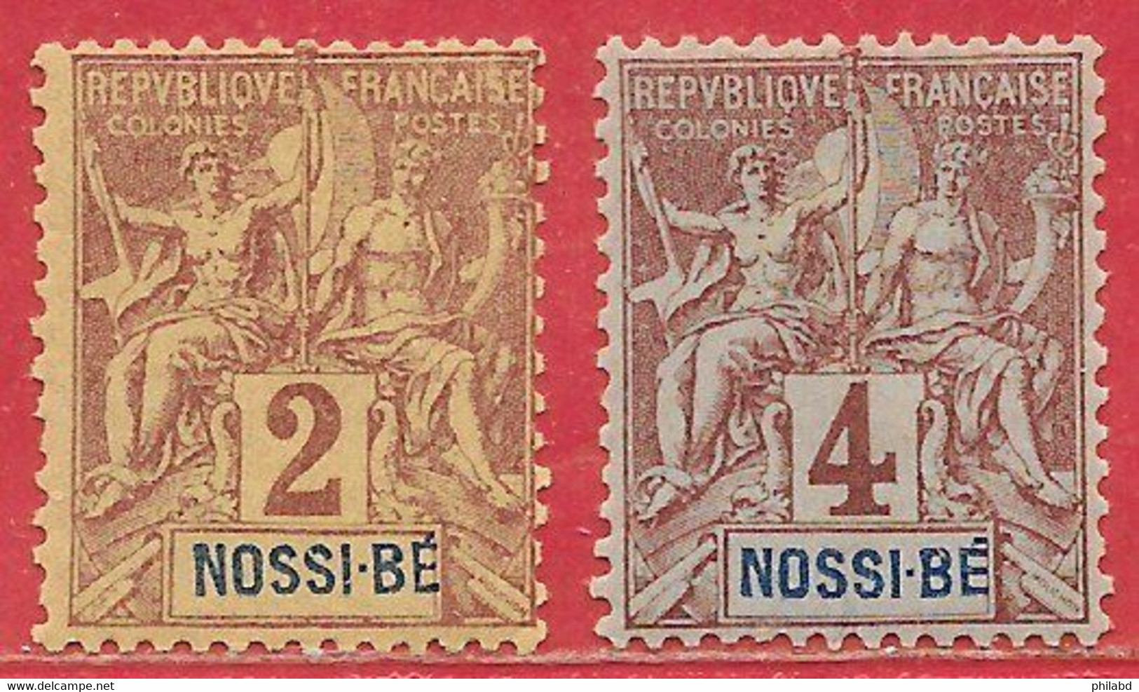 Nossi-Bé N°28 2c Lilas-brun Sur Paille & N°29 4c Lilas-brun Sur Gris 1894 * - Unused Stamps