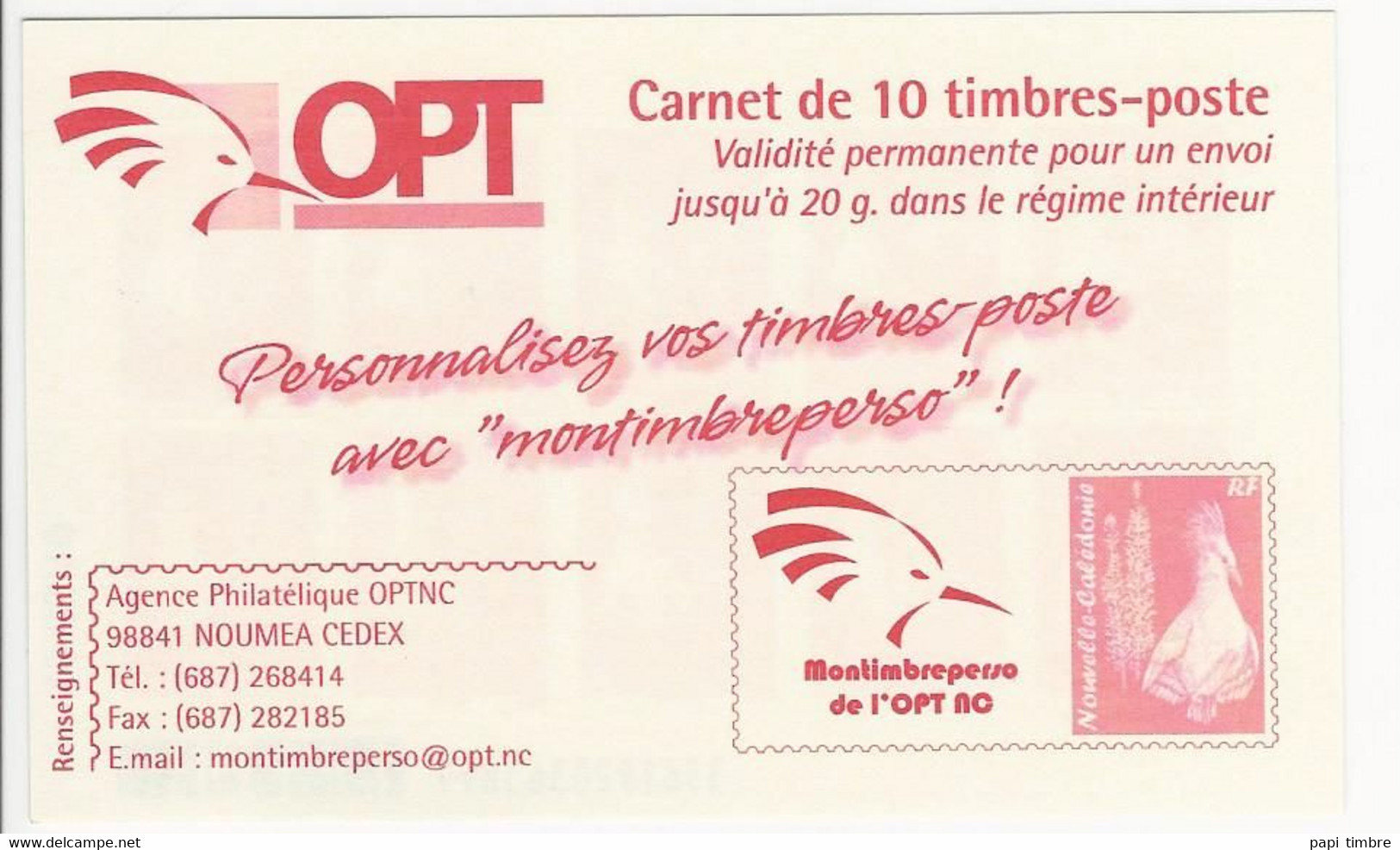 Nlle Calédonie - 2010 - Série Courante-Le Cagou Et Pins Colonnaires - C1100 ** - Booklets