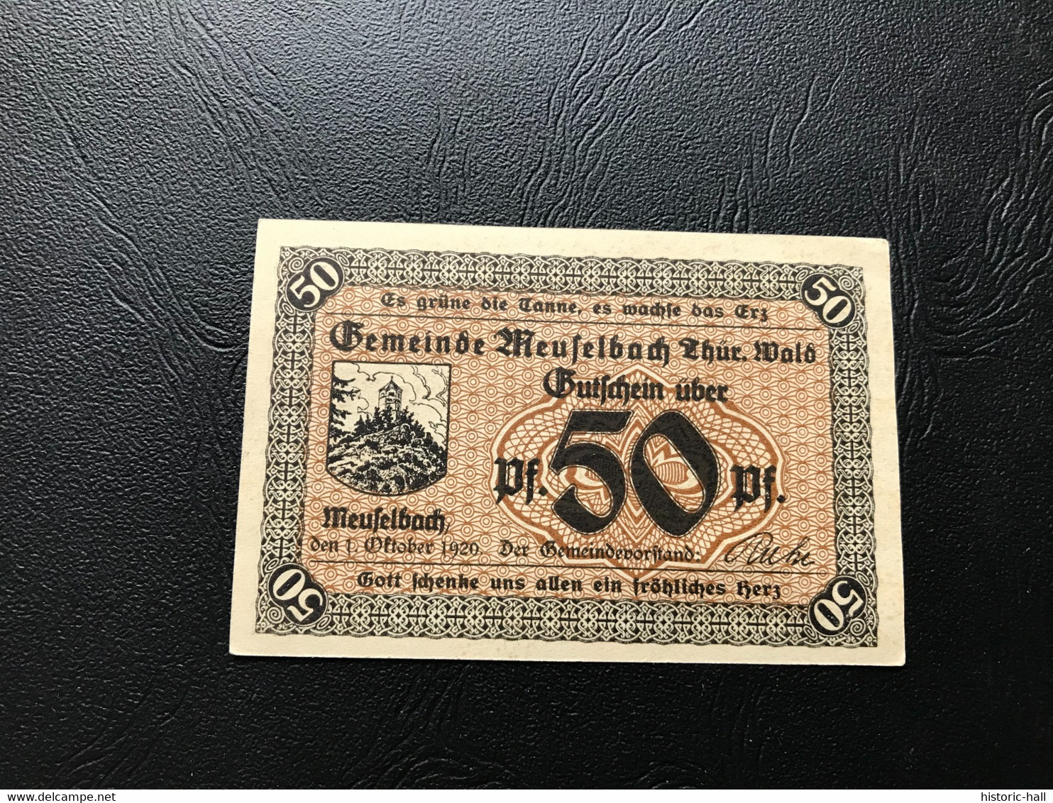 Notgeld - Billet Necéssité Allemagne - 50 Pfennig - Meuselbach - 1 Octobre 1920 - Zonder Classificatie